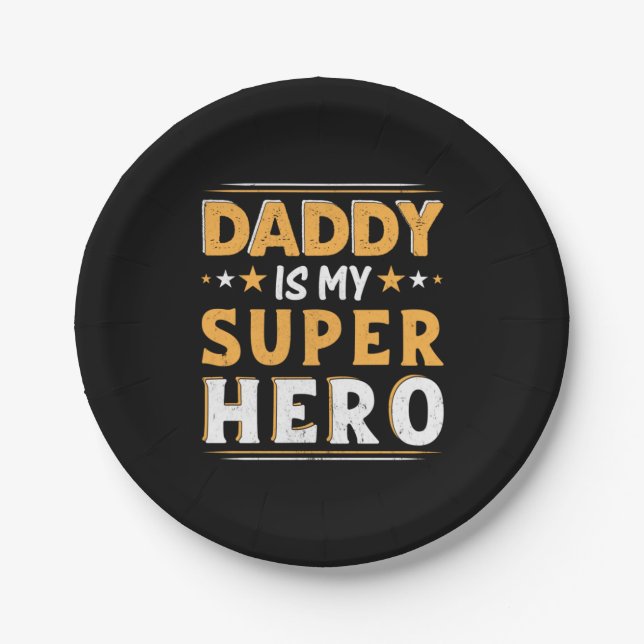 Opa-Geschenk | Daddy ist mein Super-Held Pappteller (Vorderseite)