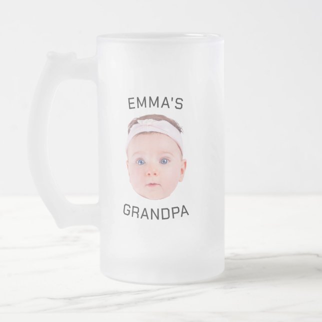 Opa-Geschenk-Tasse, Custom Baby Face, Foto-Geschen Mattglas Bierglas (Links)