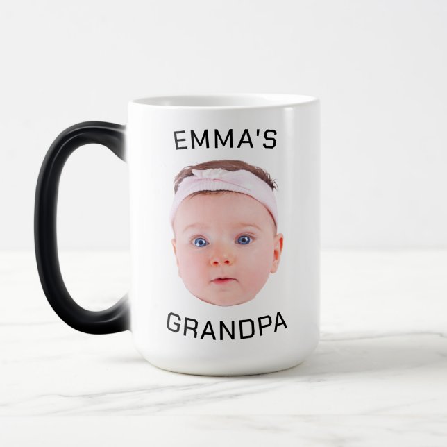 Opa-Geschenk-Tasse, Custom Baby Face, Foto-Geschen Verwandlungstasse (Links)