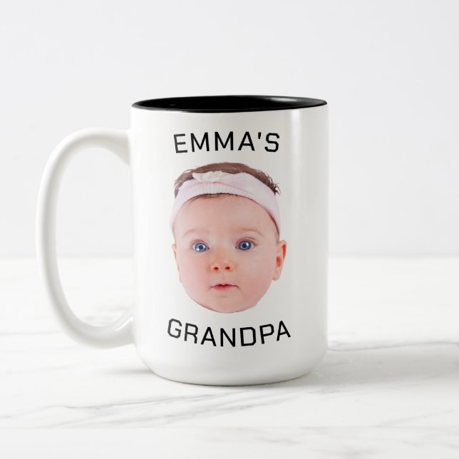 Opa-Geschenk-Tasse, Custom Baby Face, Foto-Geschen Zweifarbige Tasse (Links)