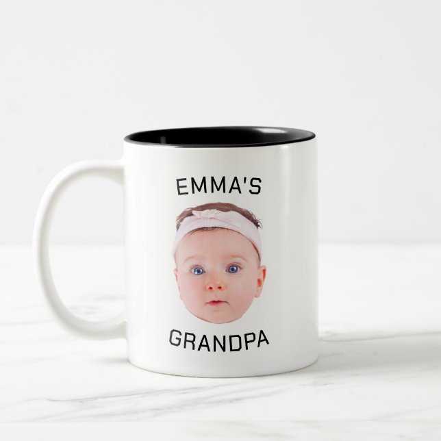 Opa-Geschenk-Tasse, Custom Baby Face, Foto-Geschen Zweifarbige Tasse (Links)