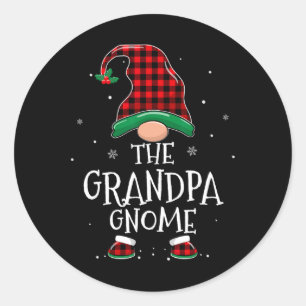 Opa Gnome Xmas Familie passt Karierte Weihnachten Runder Aufkleber