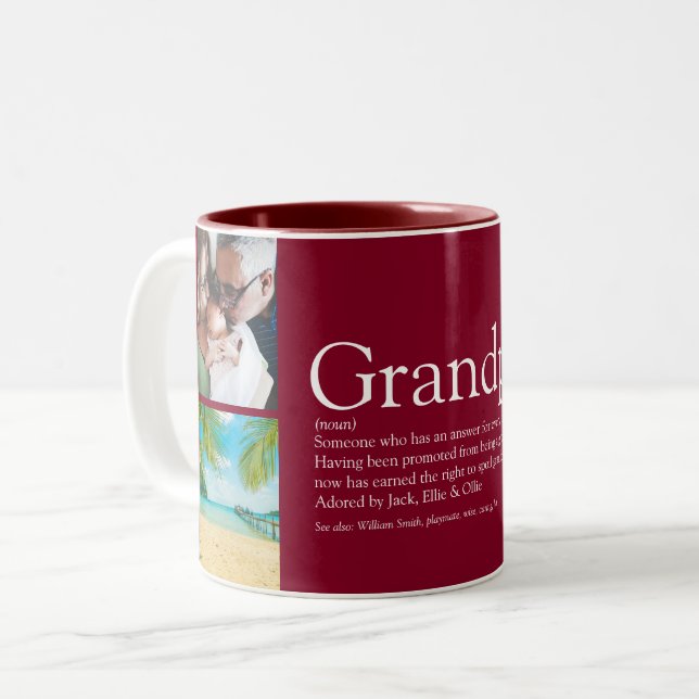 Opa Grandad Papa Definition 4 Foto Burgund Zweifarbige Tasse (Vorderseite Links)