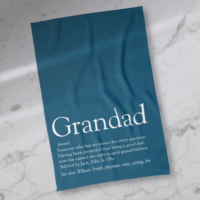 Opa Grandad Papa Definition Modernes Blau Geschirrtuch (Grandpa Grandad Papa Definition Modern Blue Kitchen Towel)