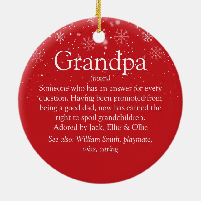 Opa Grandad Papa Definition Weihnachts-Foto Keramik Ornament (Hinten)