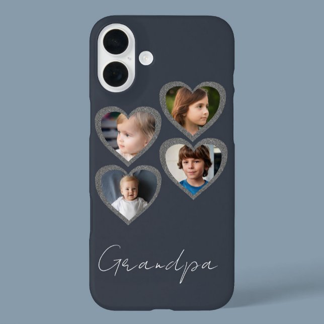 Opa Gray Hearts Großkinder FotoCollage Case-Mate iPhone Hülle (Von Creator hochgeladen)