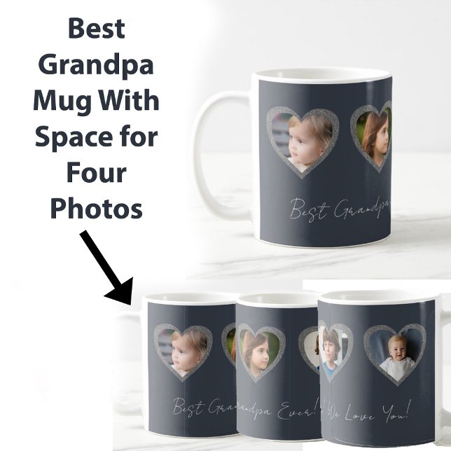Opa Gray Hearts Großkinder FotoCollage Kaffeetasse (Von Creator hochgeladen)