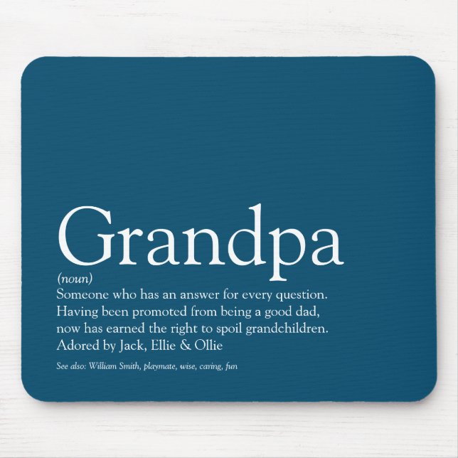 Opa Großvater Grandad Papa Definition Blau Mousepad (Vorne)