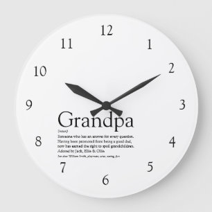 Opa Großvater Großpapa Papa Schwarz und Weiß Große Wanduhr