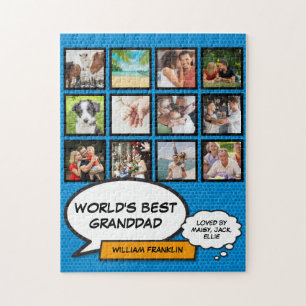 Opa, Großvater, Großvater 12 Foto Blau Spaß Puzzle