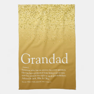 Opa, Großvater, Papa Definition Gold Glitter Geschirrtuch