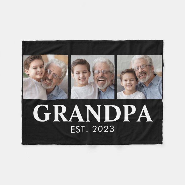 Opa gründete Opa-Tag mit Foto Fleecedecke (Vorderseite (Horizontal))
