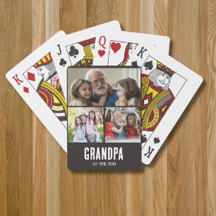 Opa gründete schwarzes Grunge-Script 3 Foto Spielkarten