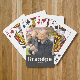 Opa gründete White Script Foto Spielkarten