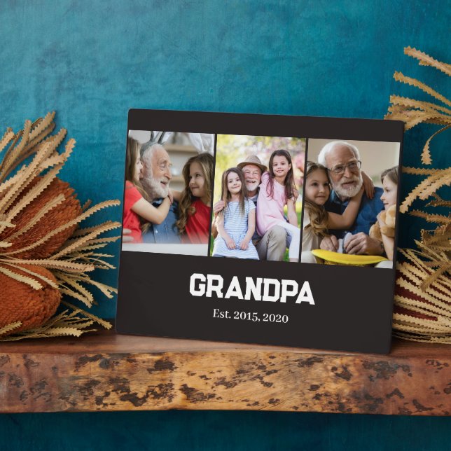 Opa hat einfaches weißes Skript 3 Foto eingerichte Fotoplatte (Seite)