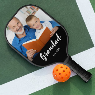 Opa hat lustiges Skript-Foto gegründet Pickleball Schläger