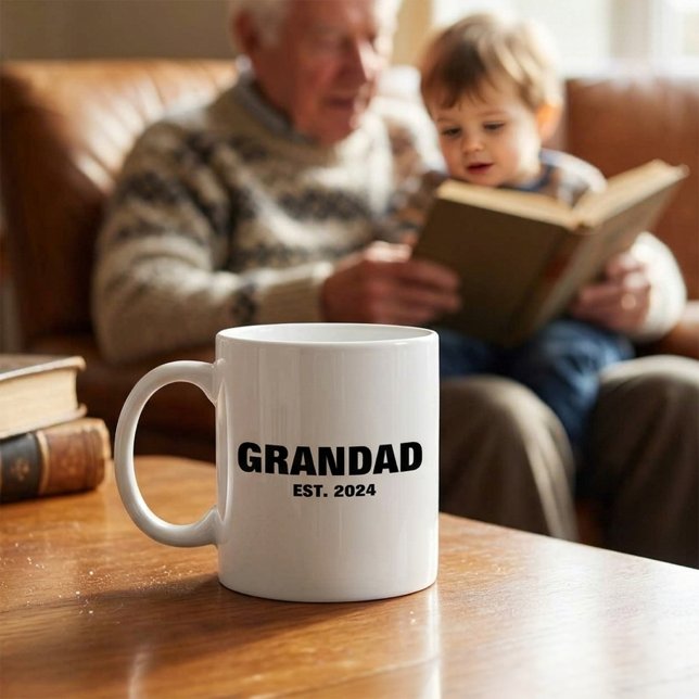Opa hat moderne, fette Typografie etabliert Gesche Kaffeetasse (Grandad Established Modern Bold Typography Gift)