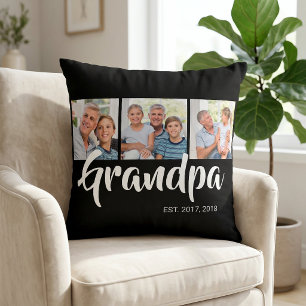 Opa hat modernes Schriftzug Schwarz 3 Foto Kissen