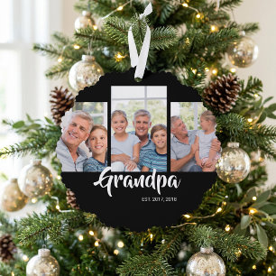 Opa hat modernes Schriftzug Schwarz 3 Foto Ornament Karte