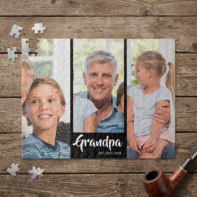 Opa hat modernes Skript 3 Foto eingerichtet Puzzle (Grandpa Established Modern Script 3 Photo Jigsaw Puzzle)