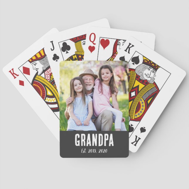 Opa hat Weiß Grunge Schrift Foto eingerichtet Spielkarten (Rückseite)