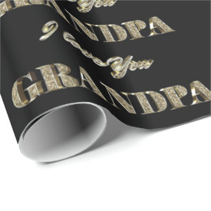 Opa I Liebe You Black Gold Glitzern Typografie Geschenkpapier