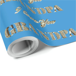 Opa I Liebe You Blue Gold Glitzern Typografie Geschenkpapier