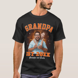 Opa individuelles Foto-Bootleg-Rap zum Vatertag T-Shirt
