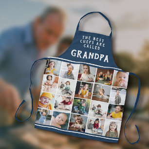 Opa ist der beste Koch Blaues Fotocollage Schürze