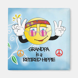 Opa ist ein geduldiger Hippie, buntes Design, Magn Magnet