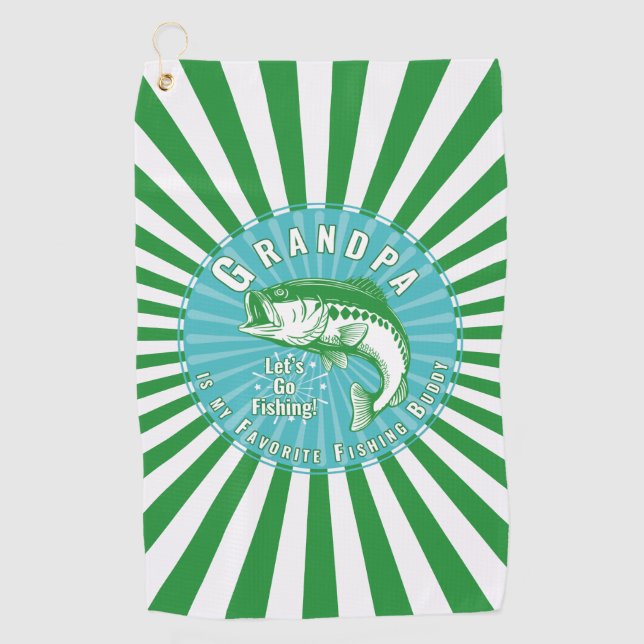 "Opa ist mein Angelbuddy" Golfhandtuch (Vorderseite)