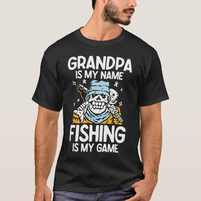 Opa ist mein Name Fischen ist mein Spiel T-Shirt (Vorderseite)