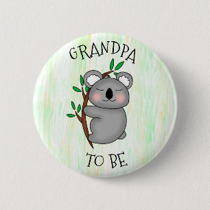 Opa Koala thematied Baby Dusche Button