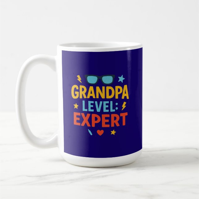 Opa-Level-Experte (Cartoon-Stil)  Kaffeetasse (Links)