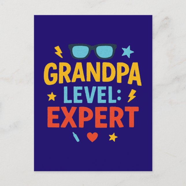 Opa-Level-Experte (Cartoon-Stil)  Postkarte (Vorderseite)