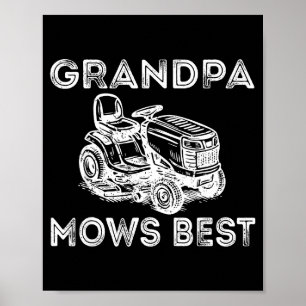 Opa mäht lustigen Rasenmäher Vatertag Papa Poster