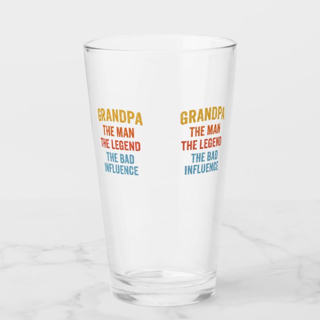 Opa Mann Legende Schlechter Einfluss Illustration Glas (Vorderseite)