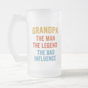 Opa Mann Legende Schlechter Einfluss Illustration Mattglas Bierglas