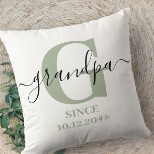 Opa-Monogramm Elegantes Skript Silbergrün Kissen