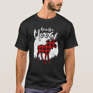 Opa Moose Red Kariert Buffalo Matching Family Pa T-Shirt