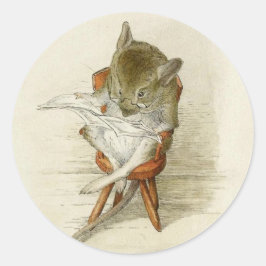 Opa Mouse Reading a Newspapier Runder Aufkleber