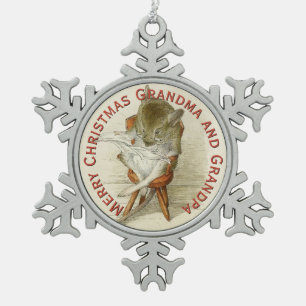 Opa Mouse Reading a Newspapier Schneeflocken Zinn-Ornament