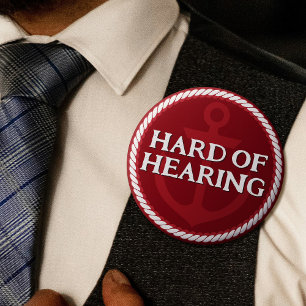 Opa Nautical Red Anchor Hard of Hearing Button