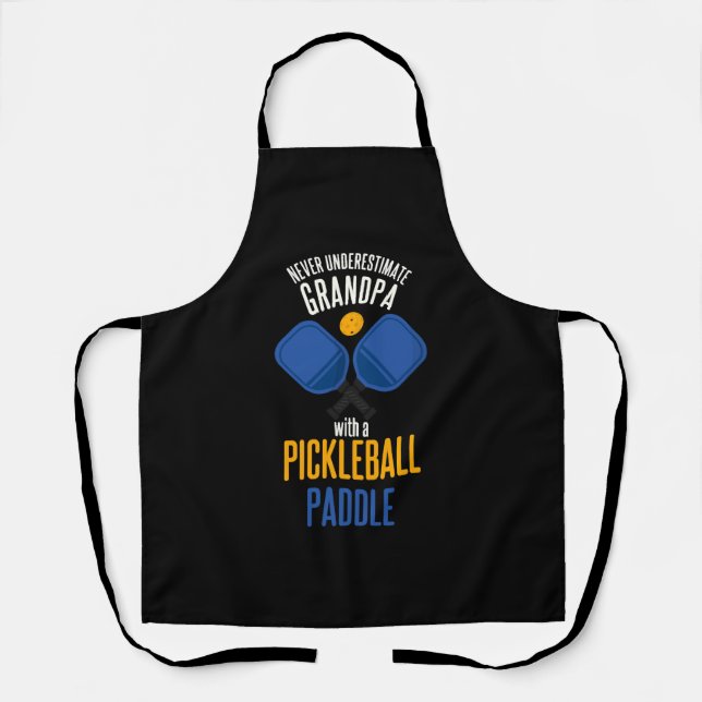 Opa nie unterschätzen mit einem Pickleball Schürze (Vorderseite)