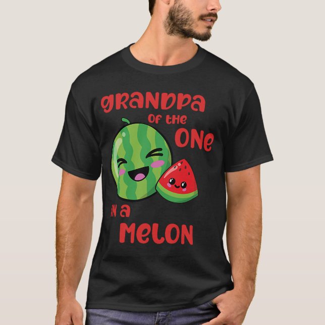 Opa One on Melon Birthday Watermelon Thema B T-Shirt (Vorderseite)