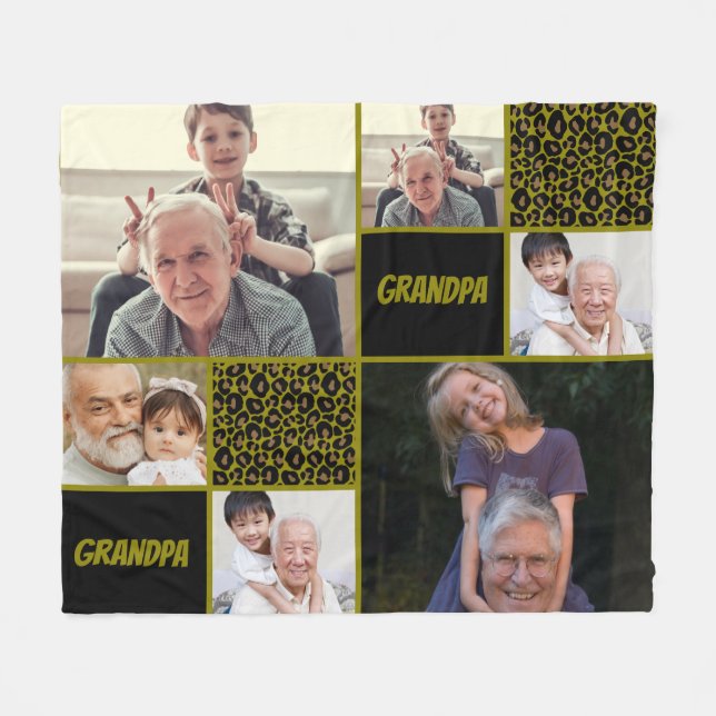  Opa-Personalisierte Fotocollage  Fleecedecke (Vorderseite (Horizontal))