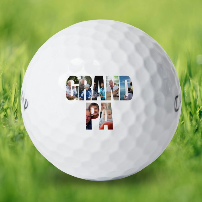 Opa personalisierte Fotocollage  Golfball (Grandpa personalized photo collage golf balls)