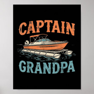 Opa Pontonboot Kapitän Vintage Nautical Boot Poster