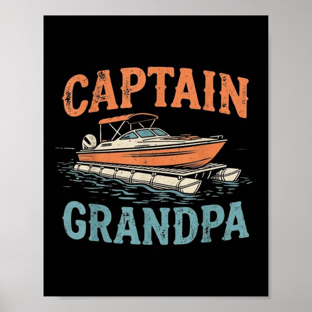 Opa Pontonboot Kapitän Vintage Nautical Boot Poster (Vorne)