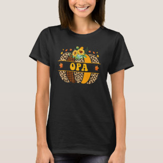 Opa Pumpkin Leopard Sonnenblumen Erntedank Herbst_ T-Shirt